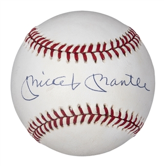Mickey Mantle Signed OAL Brown Baseball (Beckett)